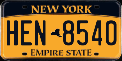 NY license plate HEN8540
