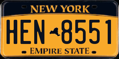NY license plate HEN8551