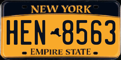 NY license plate HEN8563