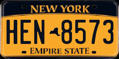 NY license plate HEN8573