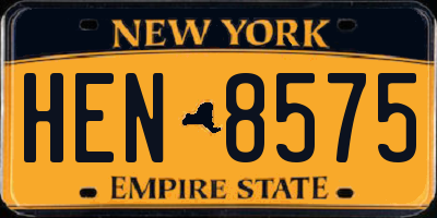 NY license plate HEN8575