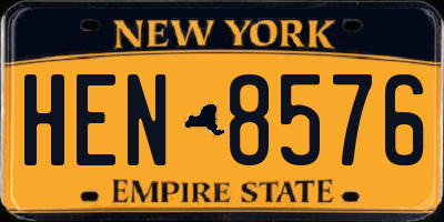 NY license plate HEN8576