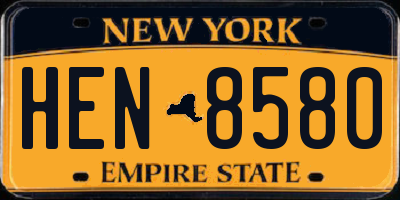 NY license plate HEN8580
