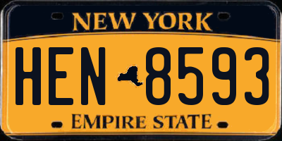 NY license plate HEN8593