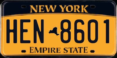 NY license plate HEN8601