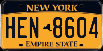 NY license plate HEN8604