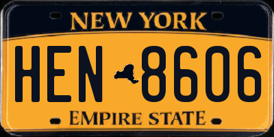 NY license plate HEN8606