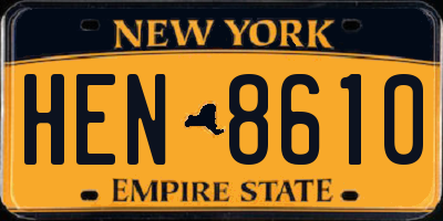 NY license plate HEN8610