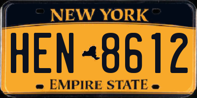 NY license plate HEN8612