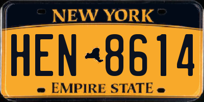 NY license plate HEN8614
