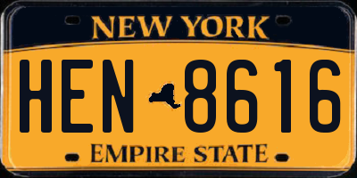 NY license plate HEN8616