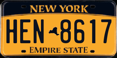 NY license plate HEN8617