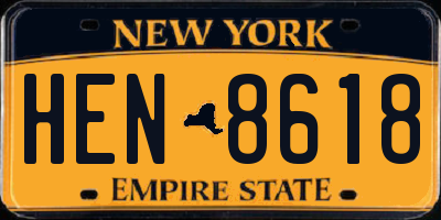 NY license plate HEN8618