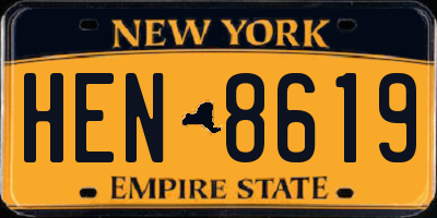 NY license plate HEN8619
