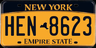 NY license plate HEN8623
