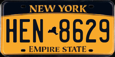 NY license plate HEN8629