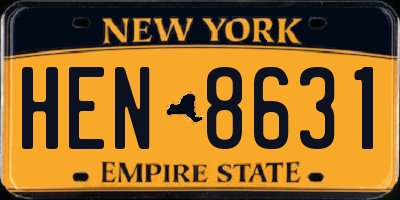 NY license plate HEN8631