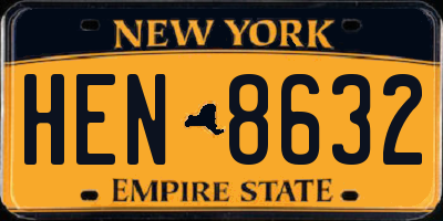 NY license plate HEN8632