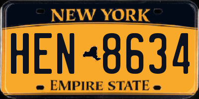 NY license plate HEN8634