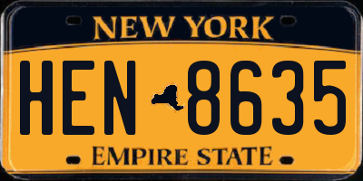 NY license plate HEN8635