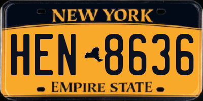 NY license plate HEN8636