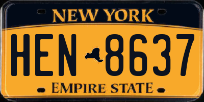 NY license plate HEN8637