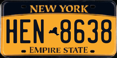 NY license plate HEN8638