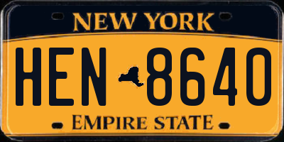 NY license plate HEN8640