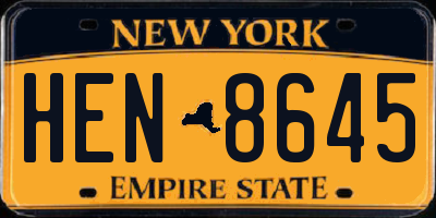 NY license plate HEN8645