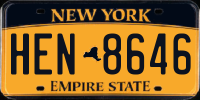 NY license plate HEN8646