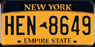 NY license plate HEN8649