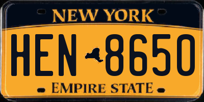 NY license plate HEN8650