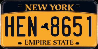NY license plate HEN8651