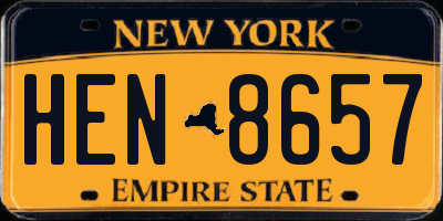 NY license plate HEN8657