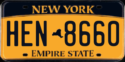 NY license plate HEN8660