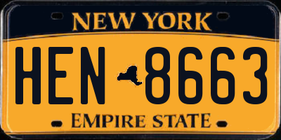 NY license plate HEN8663