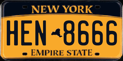 NY license plate HEN8666