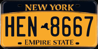 NY license plate HEN8667
