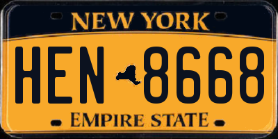 NY license plate HEN8668