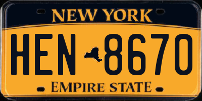 NY license plate HEN8670