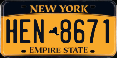 NY license plate HEN8671