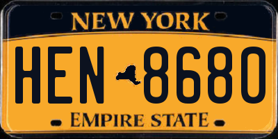 NY license plate HEN8680