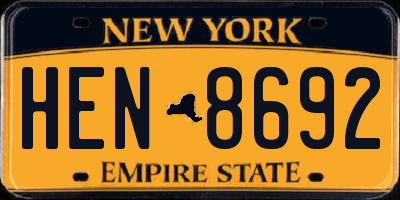NY license plate HEN8692