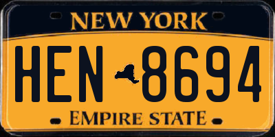 NY license plate HEN8694