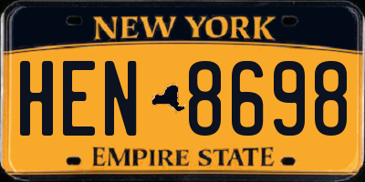 NY license plate HEN8698