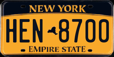 NY license plate HEN8700