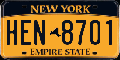 NY license plate HEN8701