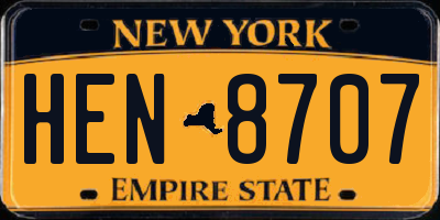 NY license plate HEN8707
