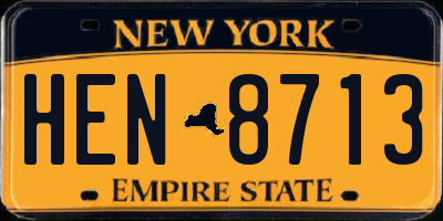 NY license plate HEN8713