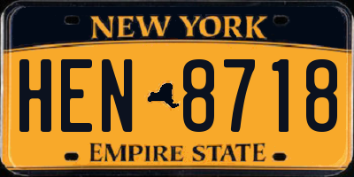 NY license plate HEN8718